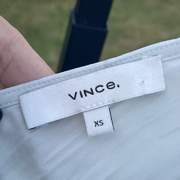 Vince Crushed Double V Neck Pleated Top in Blue Size XS - Picture 4 of 9